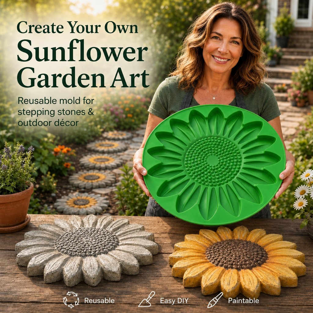 Gardening Tools Usa - Set Cetakan Batu Teras Bunga Matahari,