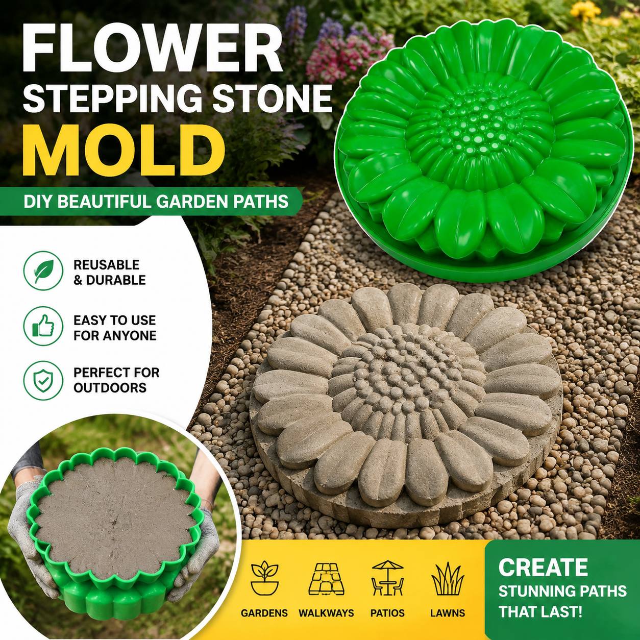 Set Cetakan Batu Teras Bunga M - Gardening Tools Usa ulasan dan harga